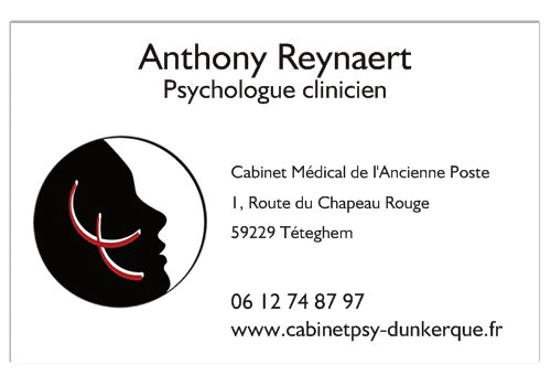 Carte de visite Anthony Reynaert Psychologue Clinicien Dunkerque Tétheghem